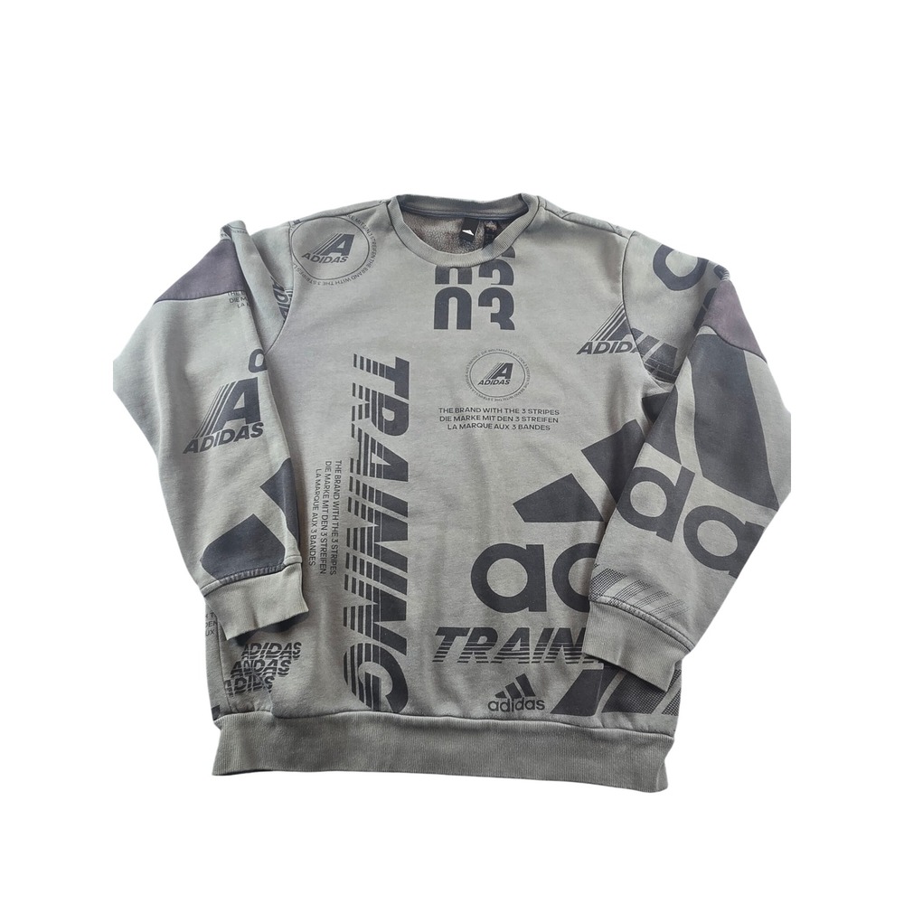 Adidas Training Crewneck Sweatshirt Olive Green Graphic Print Mens Medium